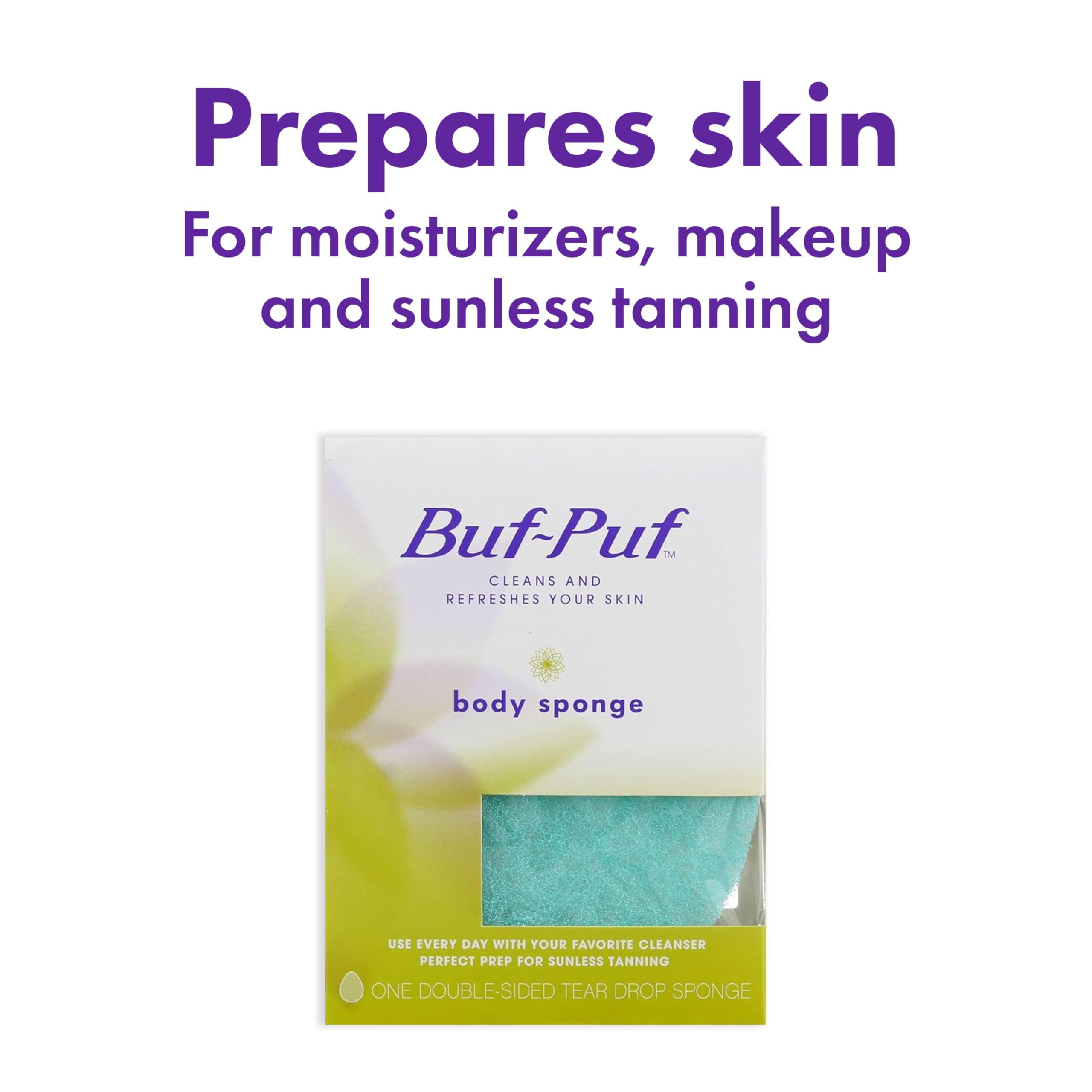 Buf-Puf esponja corporal, perfecto para uso diario en ducha.