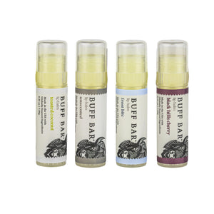 Buff Bar balsamo labial mentafresca: hidratación duradera para labios secos.