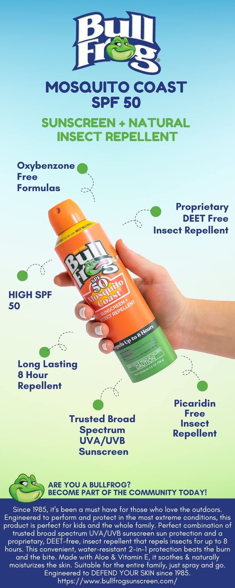 Bullfrog Mosquito Coast packaging emphasizes a classic look and dependable formula