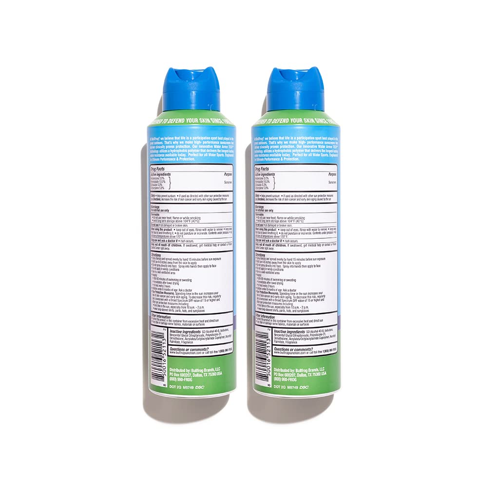 Protector solar Bullfrog SPF 50 con dispersión rápida para cobertura uniforme.