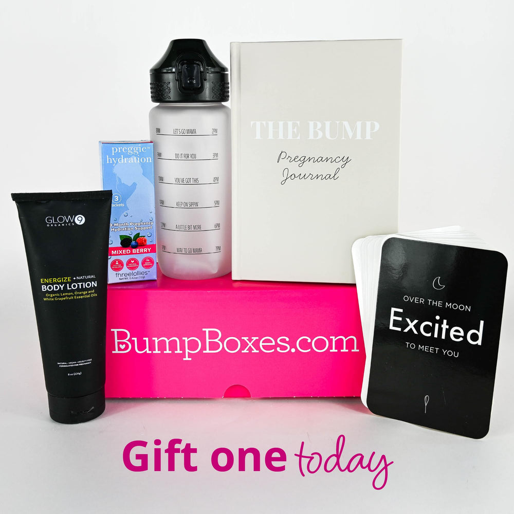 Caja regalo para primer trimestre de Bump Boxes para sorprender y apoyar.