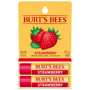Burt's Bees Bálsamo labial fresa en tubos, hidratación suave para labios secos.