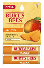 Burt's Bees bálsamo labial mango, empaque doble para llevar en cualquier lugar.