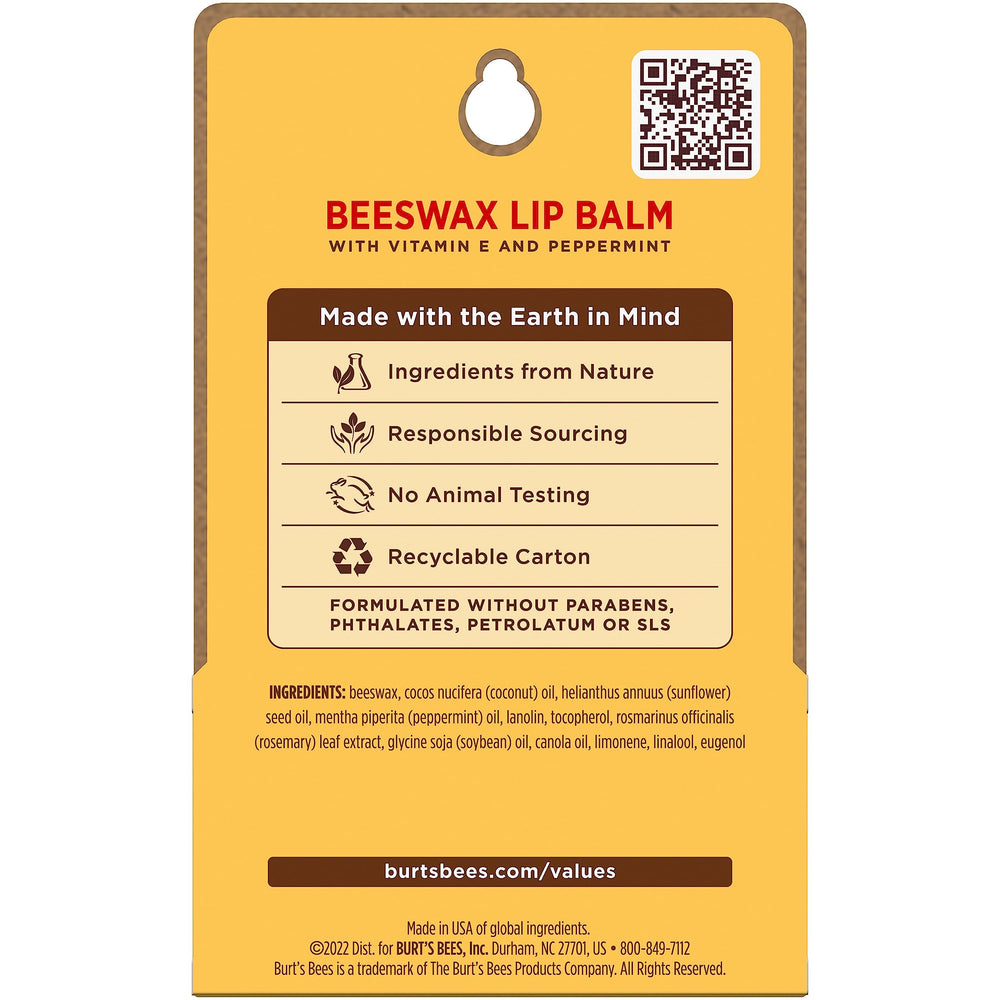 Burt's Bees balsamo labial Original, sin parabenos ni colorantes, uso diario natural.