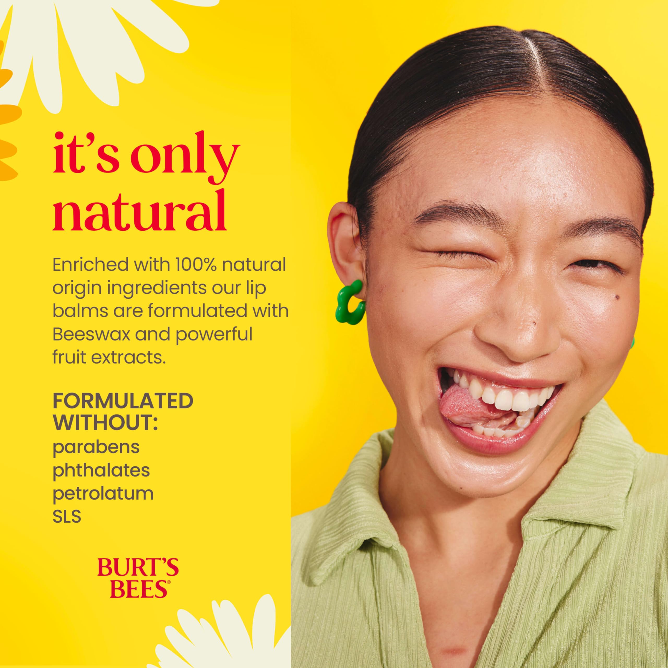 Burt's Bees balsamo labial Original, textura mate y uniforme sin coloración.