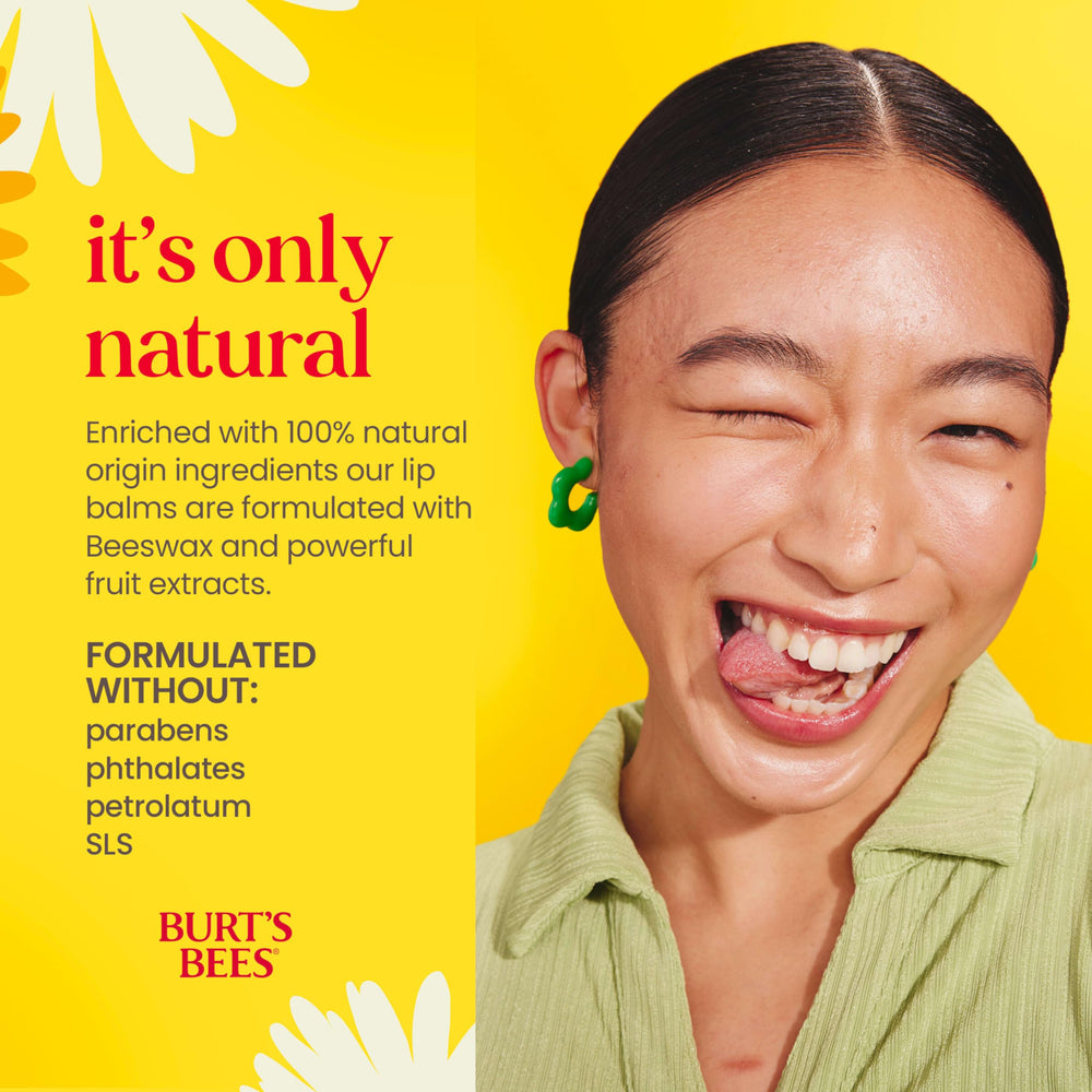 Burt's Bees balsamo labial Original, textura mate y uniforme sin coloración.