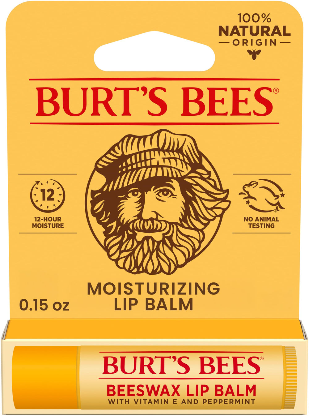Burts Bees balsamo labial en tubo para hidratación suave y natural.