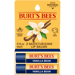 Burt's Bees bálsamo labial vainilla en tubo ofrece hidratación suave para labios secos.