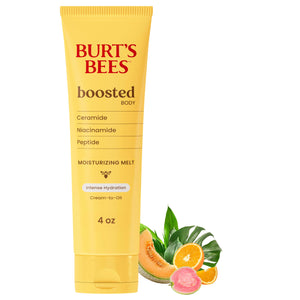 Burt's Bees Boosted Body Moisturizing Melt en botella, hidratación ligera.