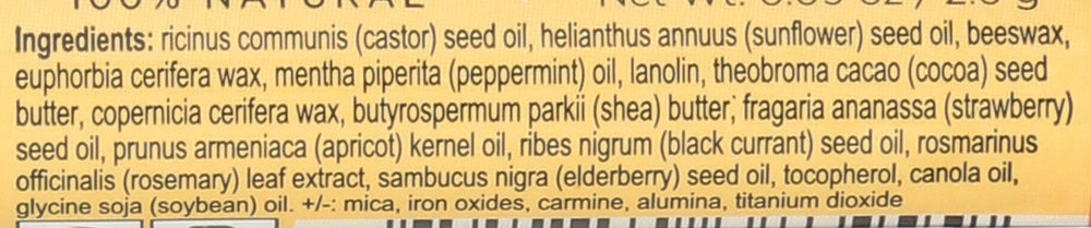 Fórmula de Burt's Bees Guayaba con karité y cera de abeja para nutrir.