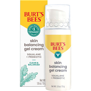 Burt's Bees gel crema equilibrante en botella, hidrata sin brotes.