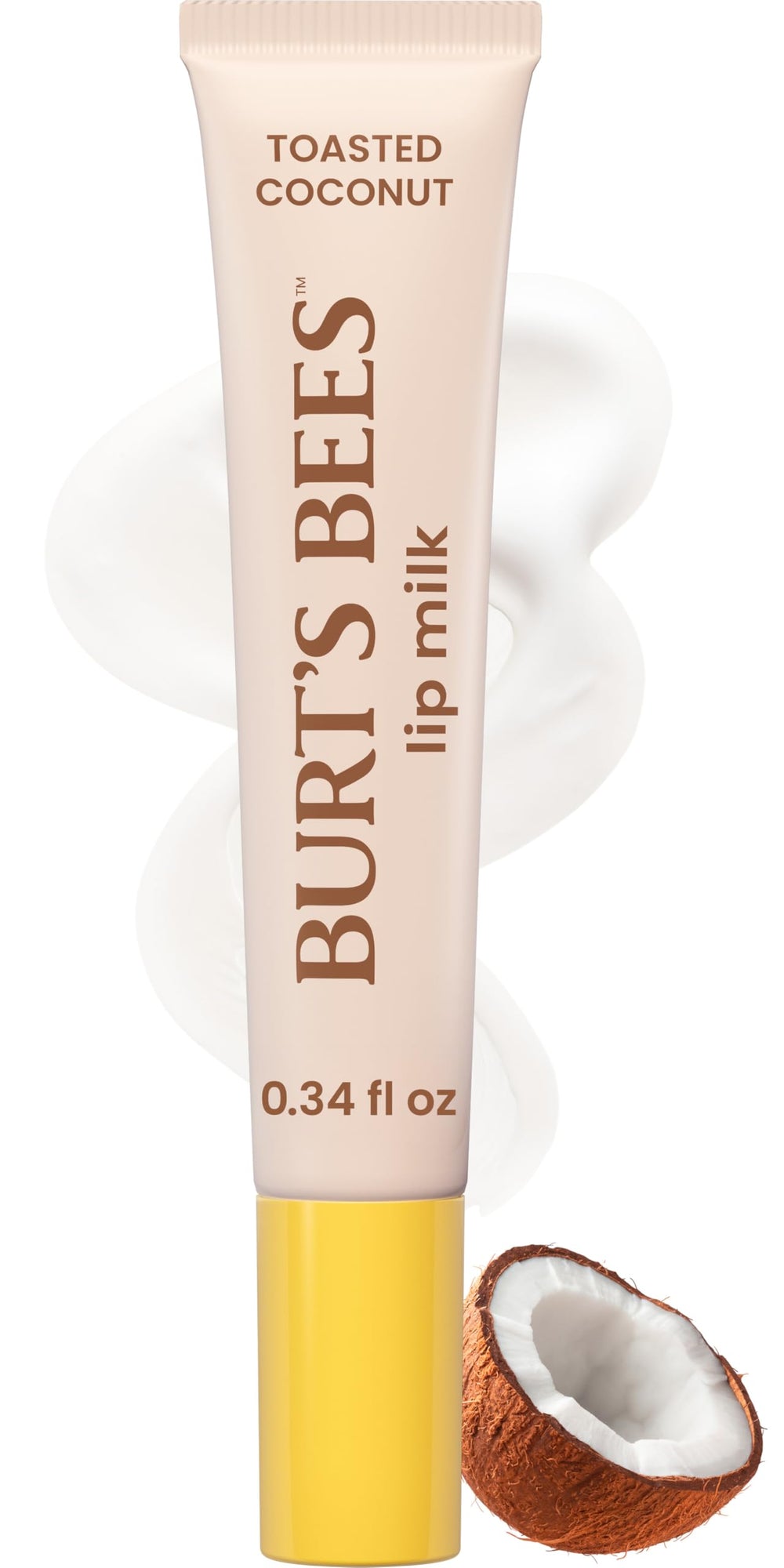 Burt's Bees Lip Milk Toasted Coconut en bote para hidratación diaria de labios.