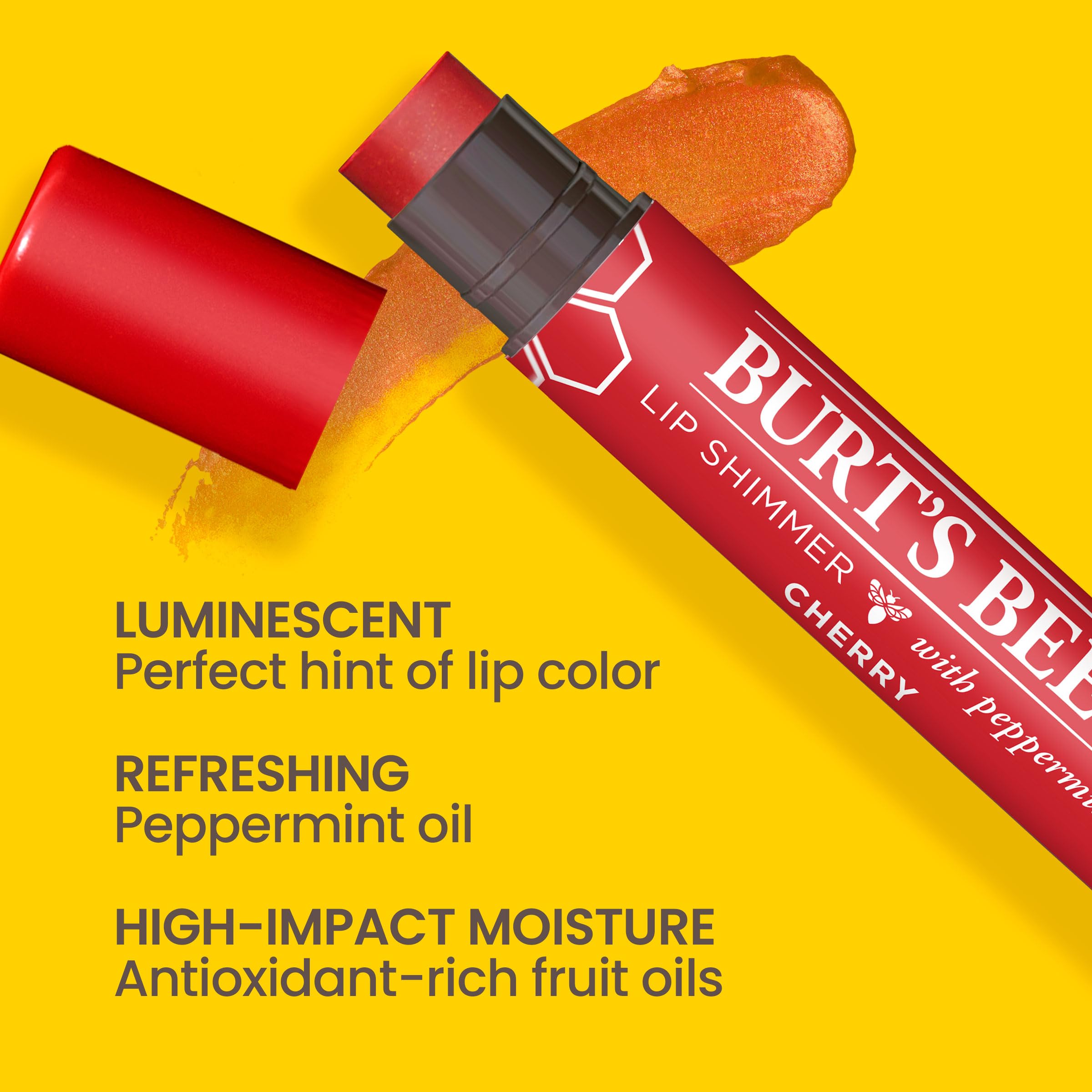 Burt's Bees Cereza, aplicador compacto para uso rápido y natural.