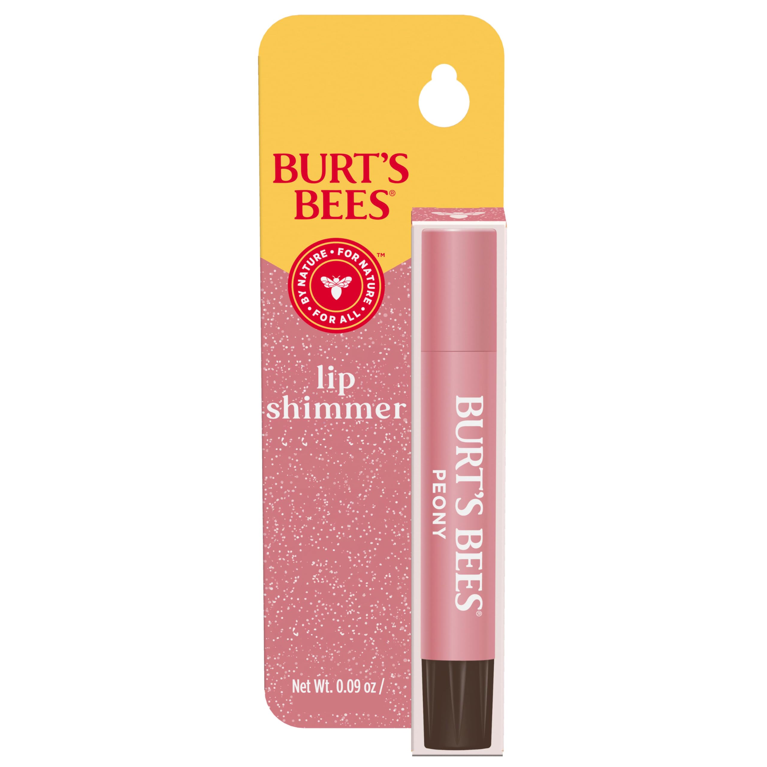 Burt's Bees Lip Shimmer Peony en aplicación brillo rosado ligero.