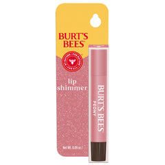 Burt's Bees Lip Shimmer Peony en aplicación brillo rosado ligero.