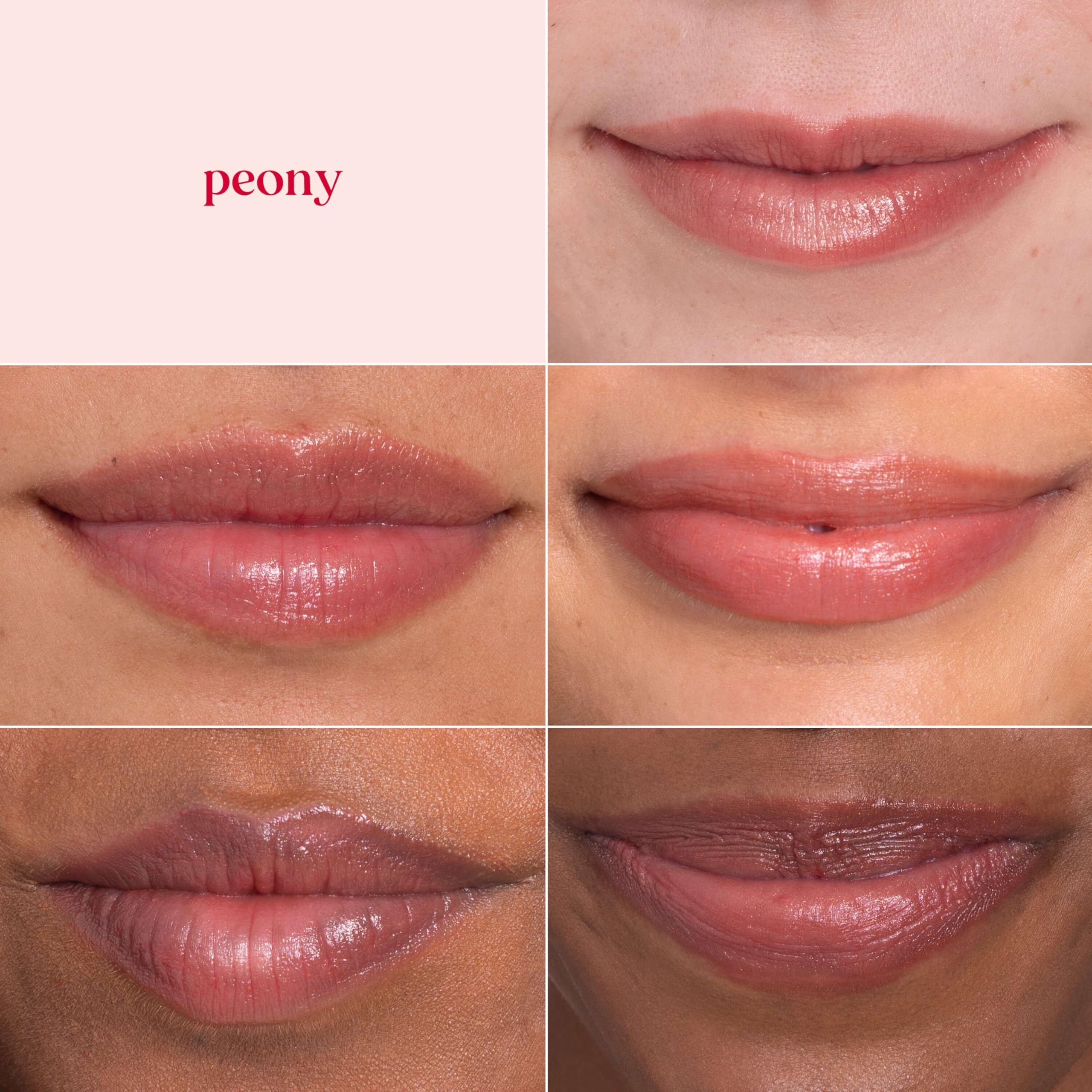 Burt's Bees Lip Shimmer Peony color rosado cálido que realza labios.
