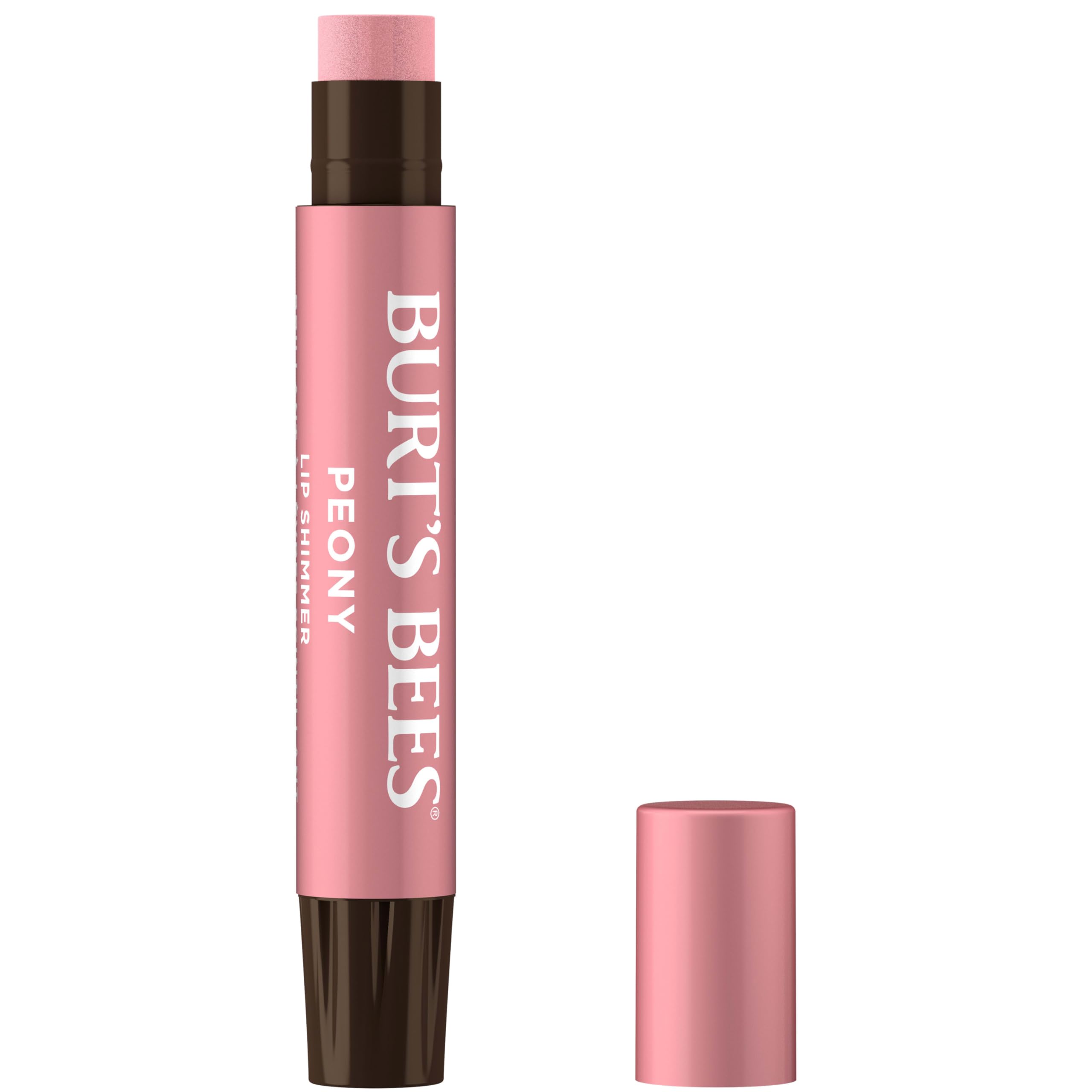 Burt's Bees Lip Shimmer Peony envase compacto para retoques.