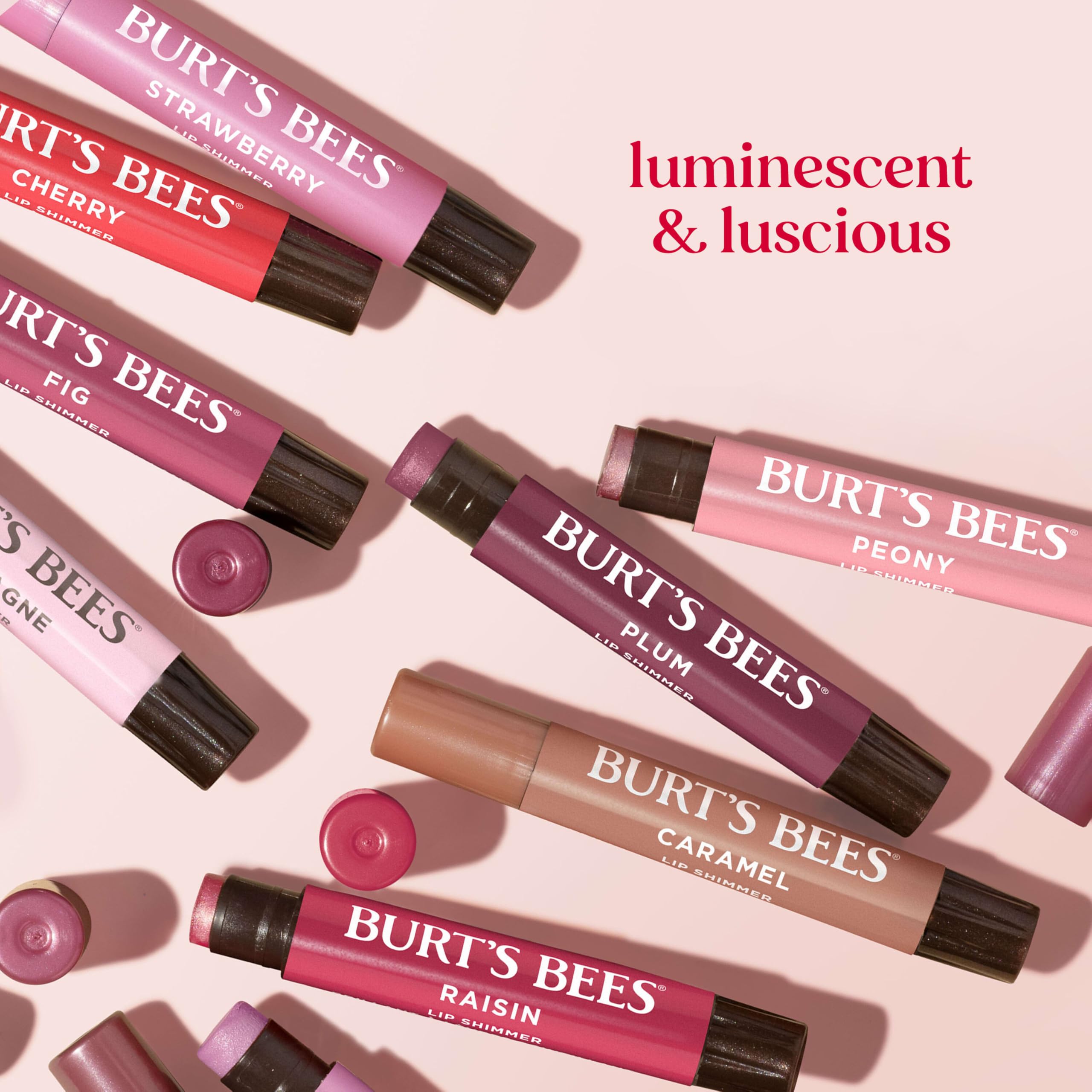 Burt's Bees Lip Shimmer Peony empaque reciclable.