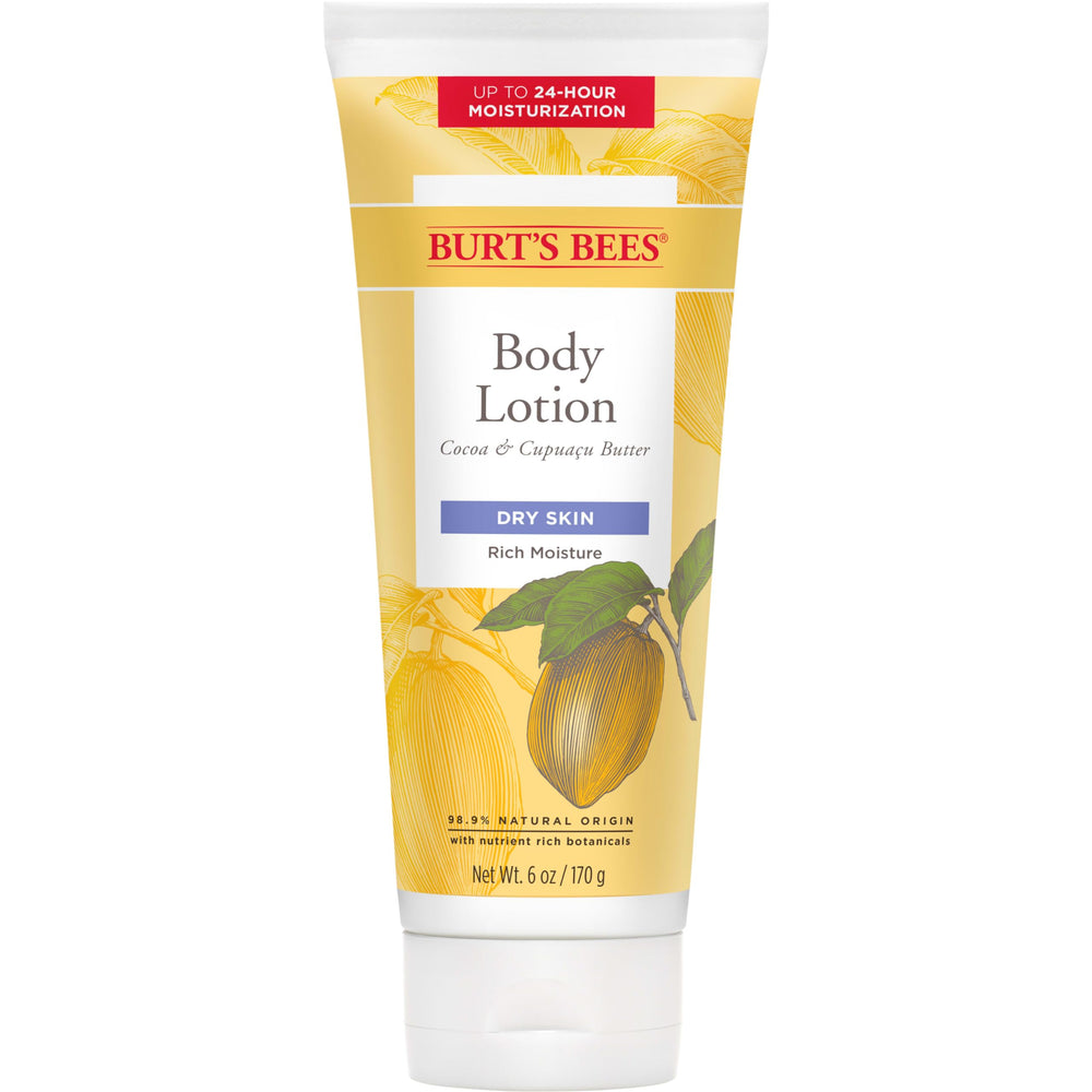 Burt's Bees loción corporal con manteca de cacao y cupuaçu para piel seca.