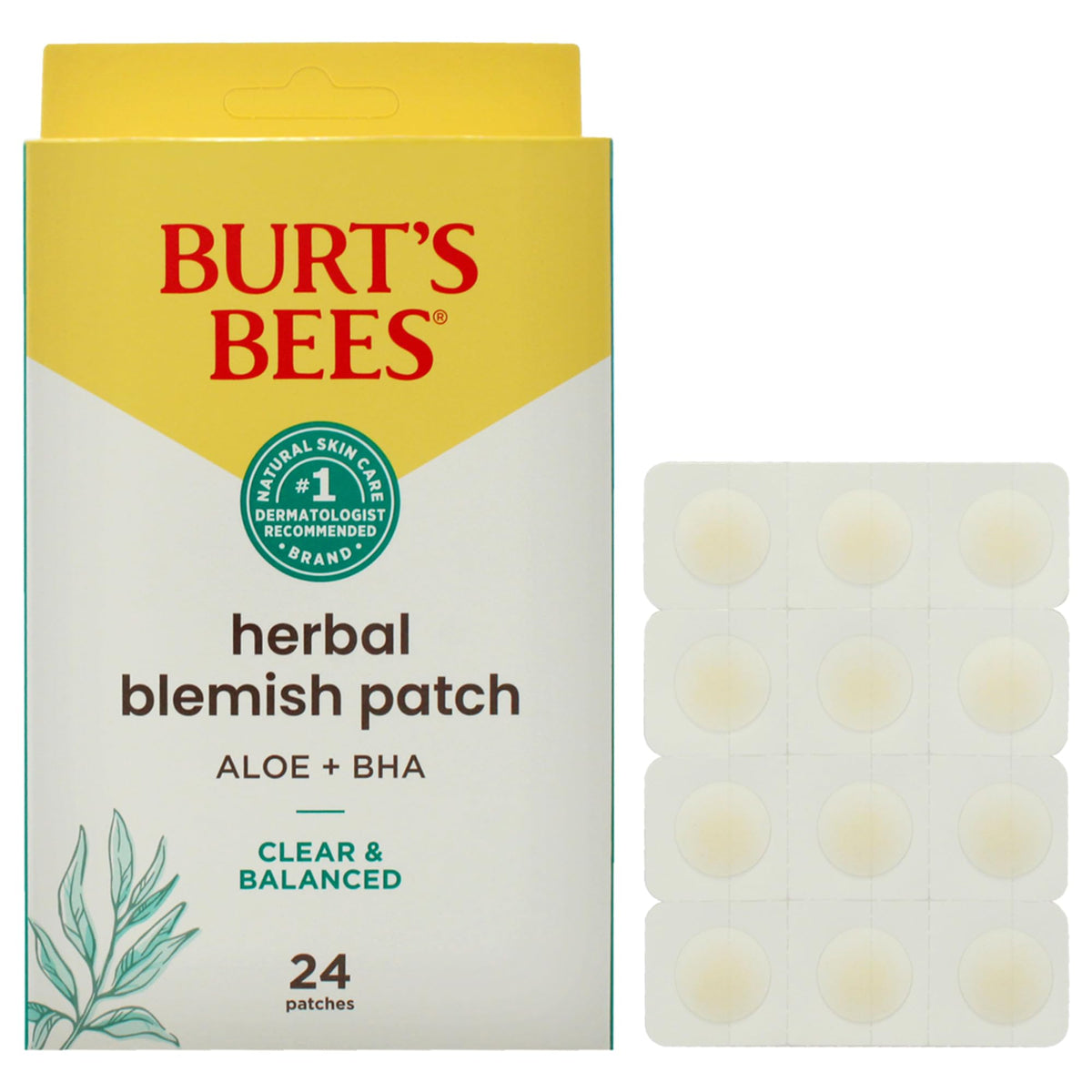 Burt's Bees parche herbal para imperfecciones, reducción visible de la apariencia.