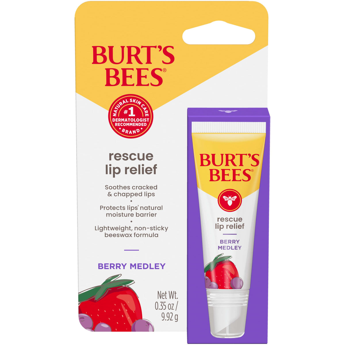 Burt's Bees Rescue Lip Relief Berry Medley en tubo hidrata labios secos