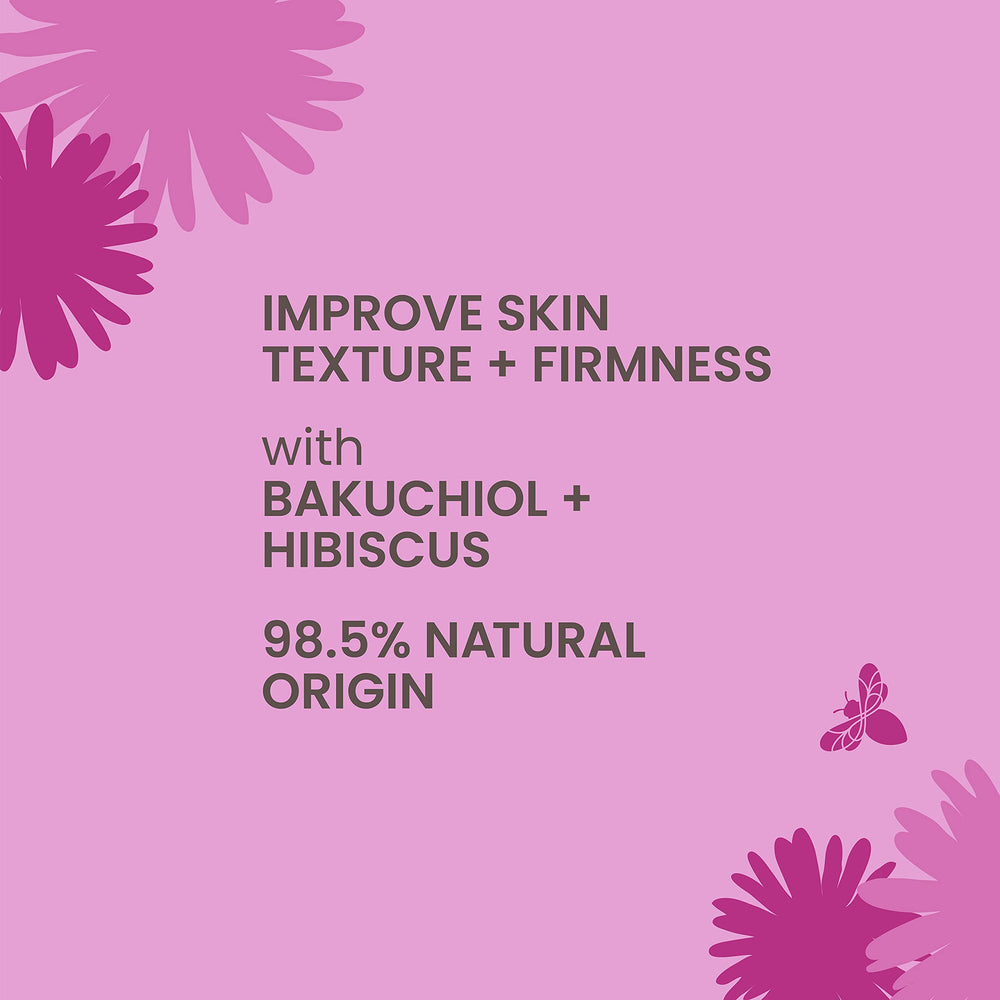 Aplicación suave del sérum Burt’s Bees con Bakuchiol e hibisco para textura más lisa