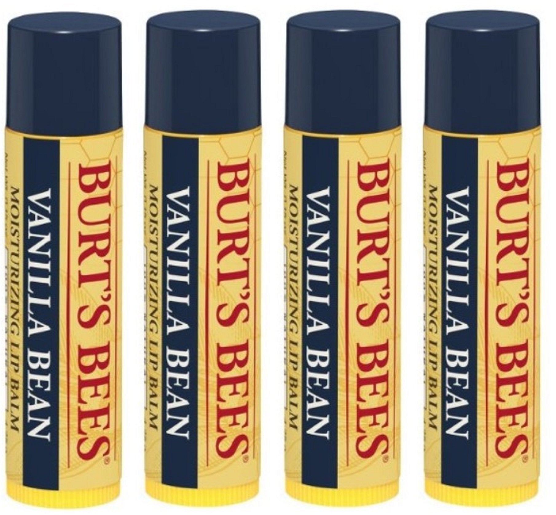 Burt's Bees Bálsamo labial vainilla 0.15 oz, pack de 4, hidratación suave para labios.