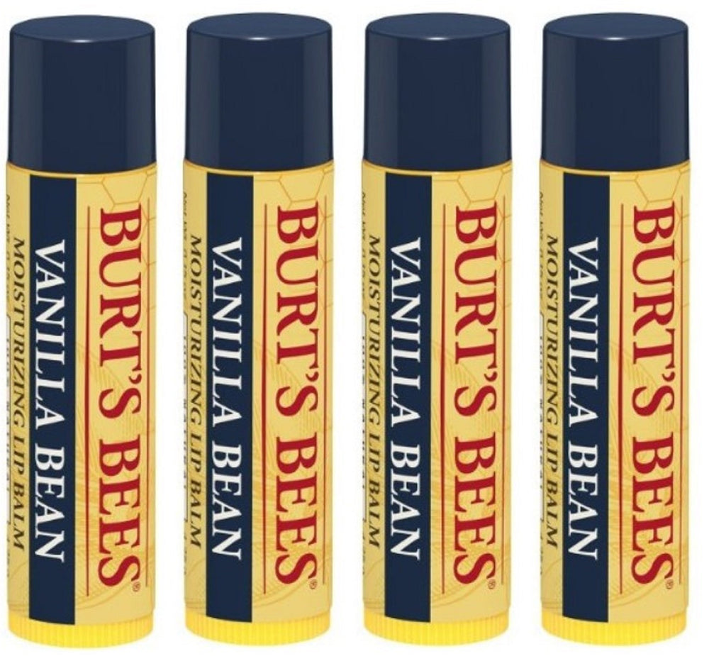 Burt's Bees Bálsamo labial vainilla 0.15 oz, pack de 4, hidratación suave para labios.