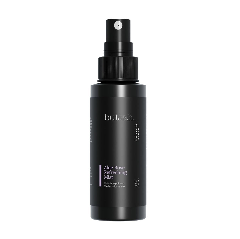 Buttah Aloe Rose Bruma Refrescante en botella, hidrata y refresca la piel.