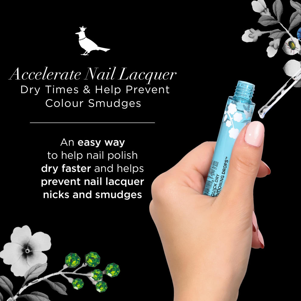 butter LONDON Gotas Secado Rápido: dos gotas en el centro de la uña.