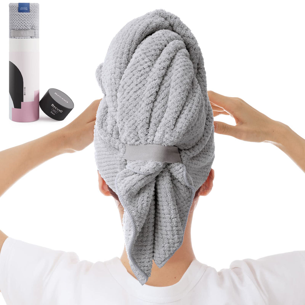 BYCOO toalla de microfibra gris: gran absorción para cabello húmedo y secado rápido