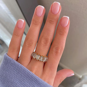 BYETOCE uñas postizas cortas frances blanco rosa nude para uso diario