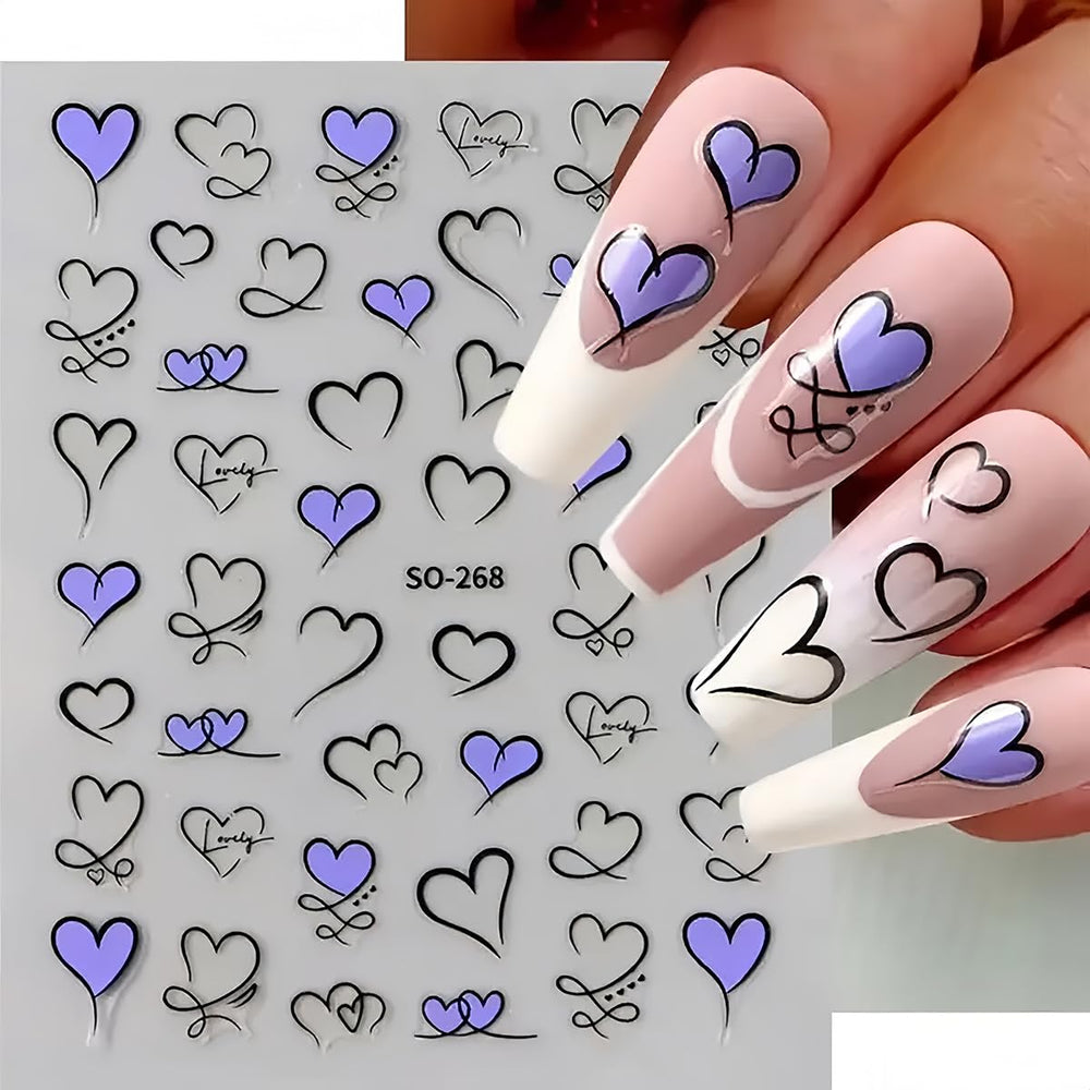 BYJKYEN adhesivos de uñas con corazones, fácil aplicación para uñas naturales o acrílicas.