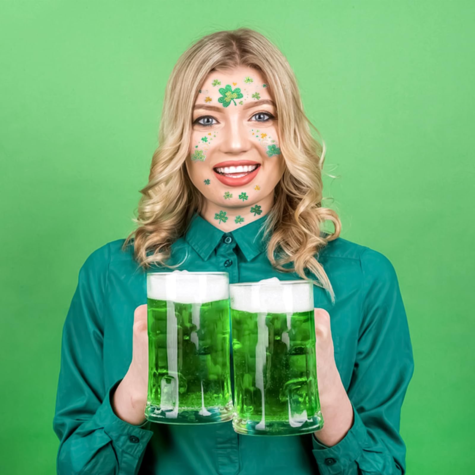 BYNYTO destellos oro-verde, joyas de piel para eventos