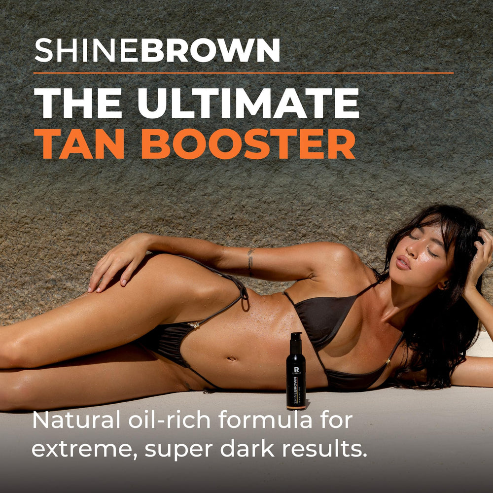 Aplicación de Shine Brown en brazo para un bronceado más intenso