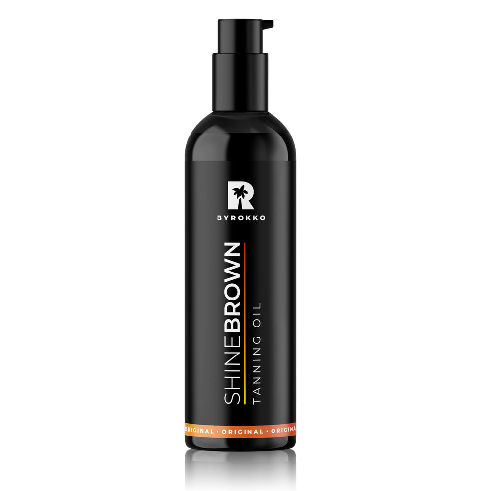 BYROKKO Shine Brown, botella frontal, lista para bronceado profundo