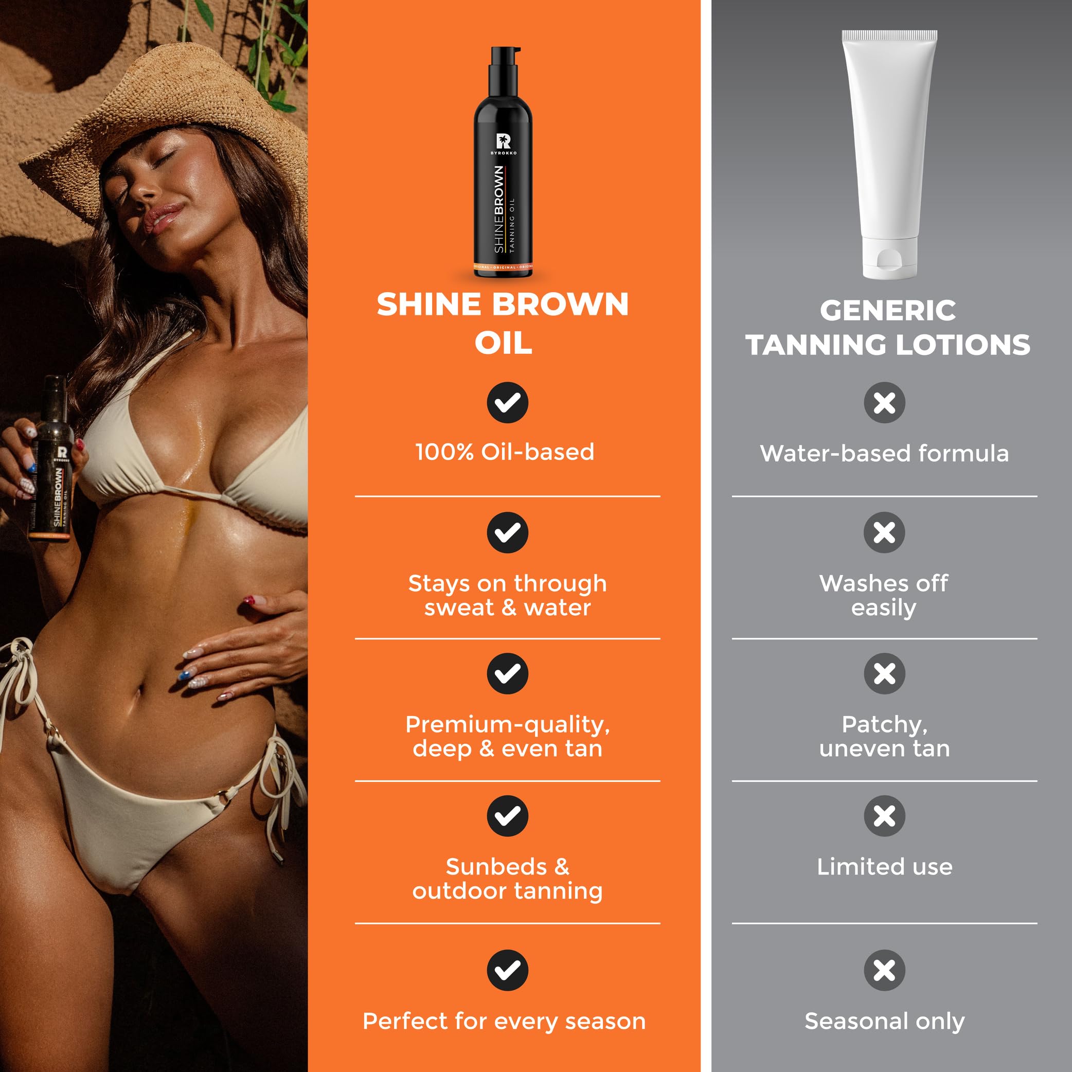 Piel con tono bronceado profundo gracias a Shine Brown