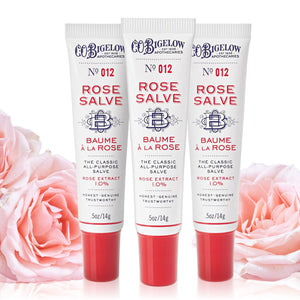 Bálsamo de rosas C.O. Bigelow en tres tubos para labios.