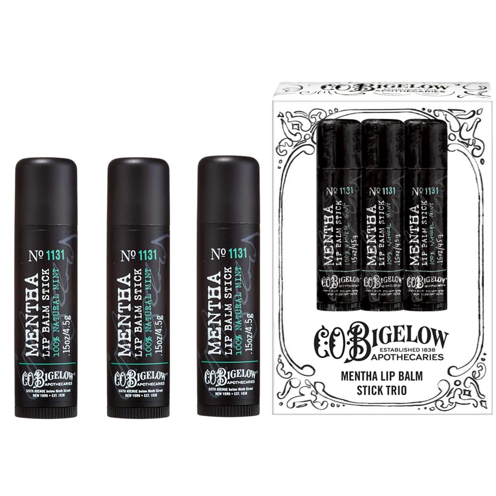 Bálsamo labial C.O. Bigelow Mentha, pack triple para hidratar labios