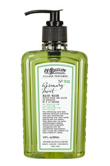 Jabón de manos C.O. Bigelow Romero Menta en botella, hidratación suave y limpieza eficaz.