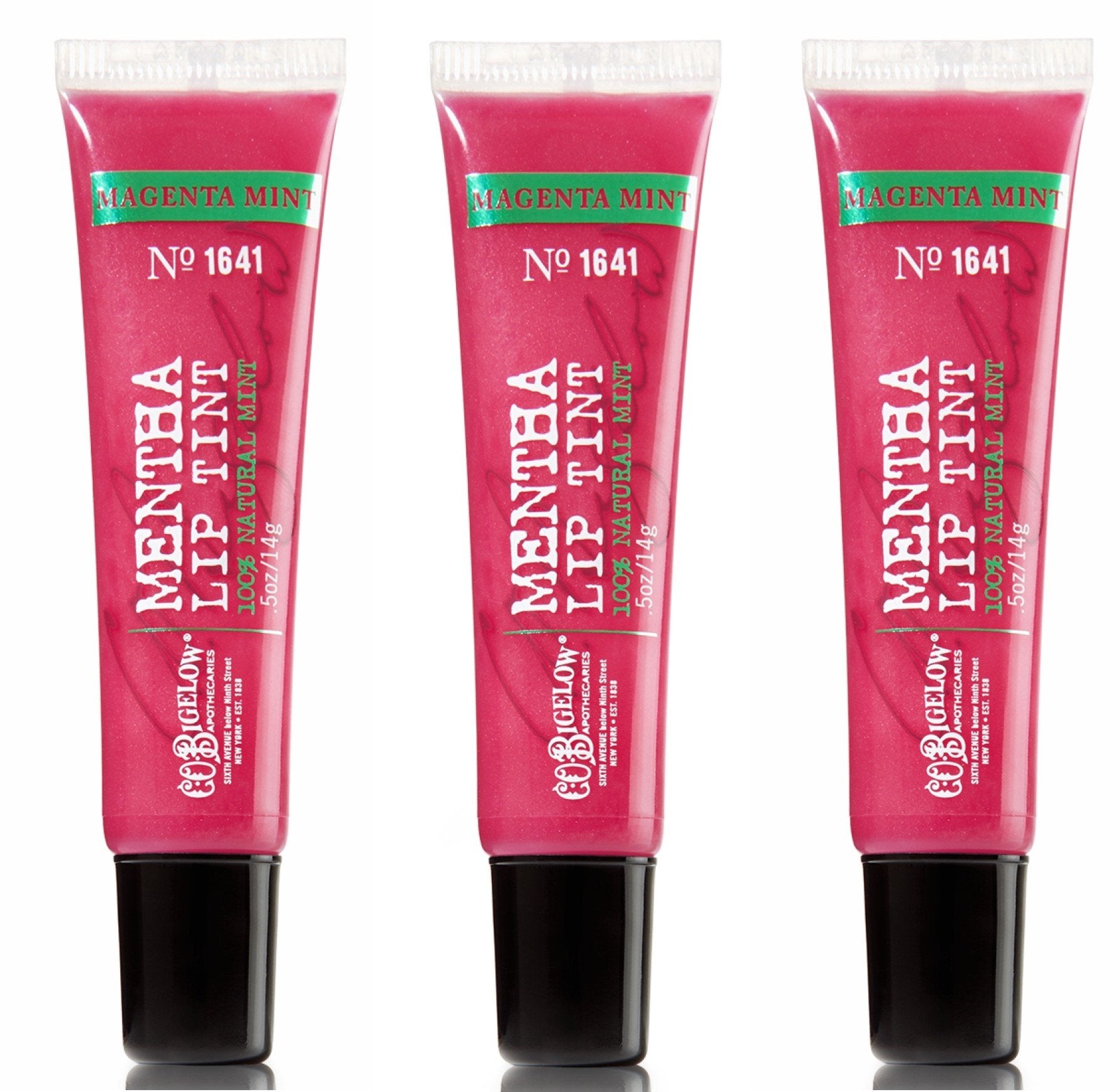 C.O. Bigelow Mentha Tinte Labial Magenta, conjunto de 3, color suave y frescura duradera.
