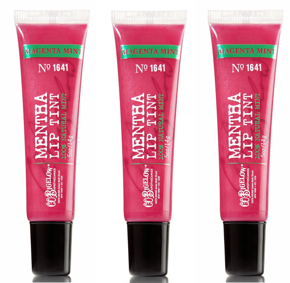 C.O. Bigelow Mentha Tinte Labial Magenta, conjunto de 3, color suave y frescura duradera.