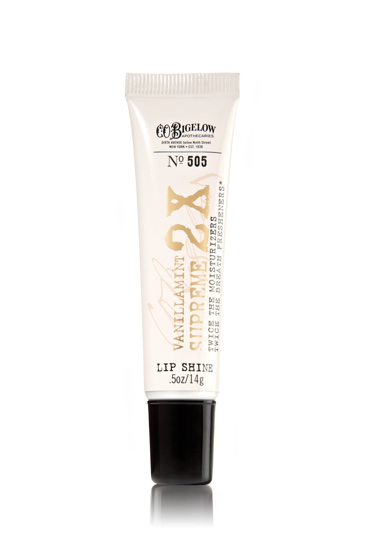 C.O. Bigelow Vanillamint Supreme 2X No. 505 en tubo, aroma vainilla menta para aliento fresco diario.