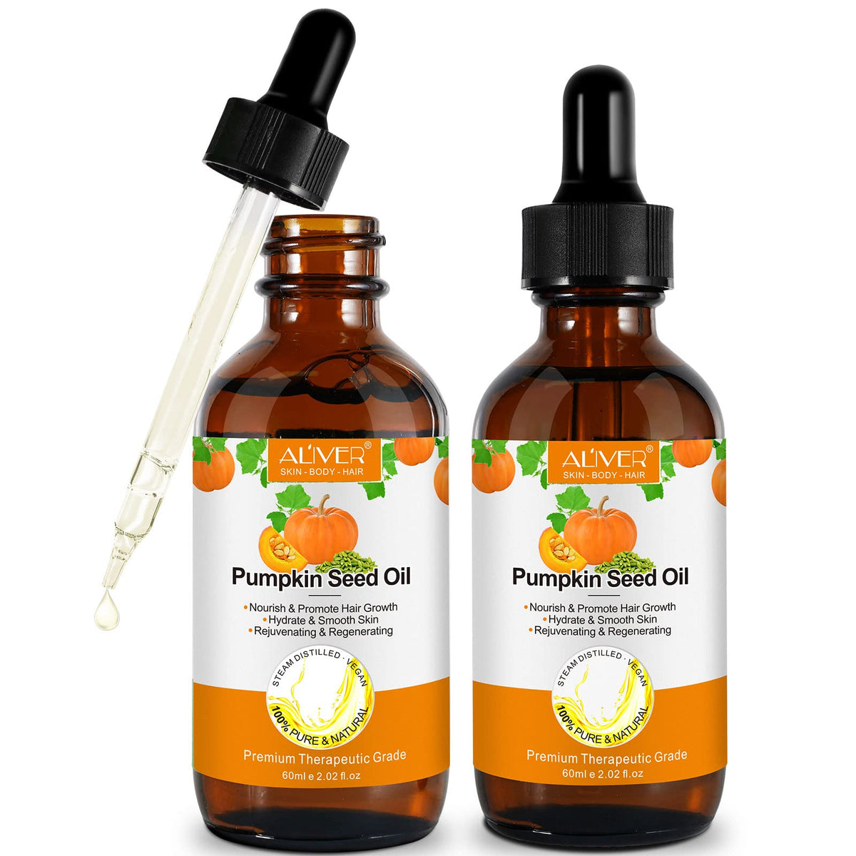 Cacukn Aceite de Semilla de Calabaza en bote, hidratación suave para piel y cabello.