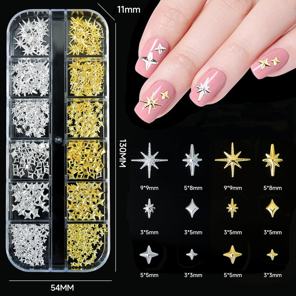 Cagzzee Arte en uñas estilo años 2000, adornos cruz-estrella para personalizar.