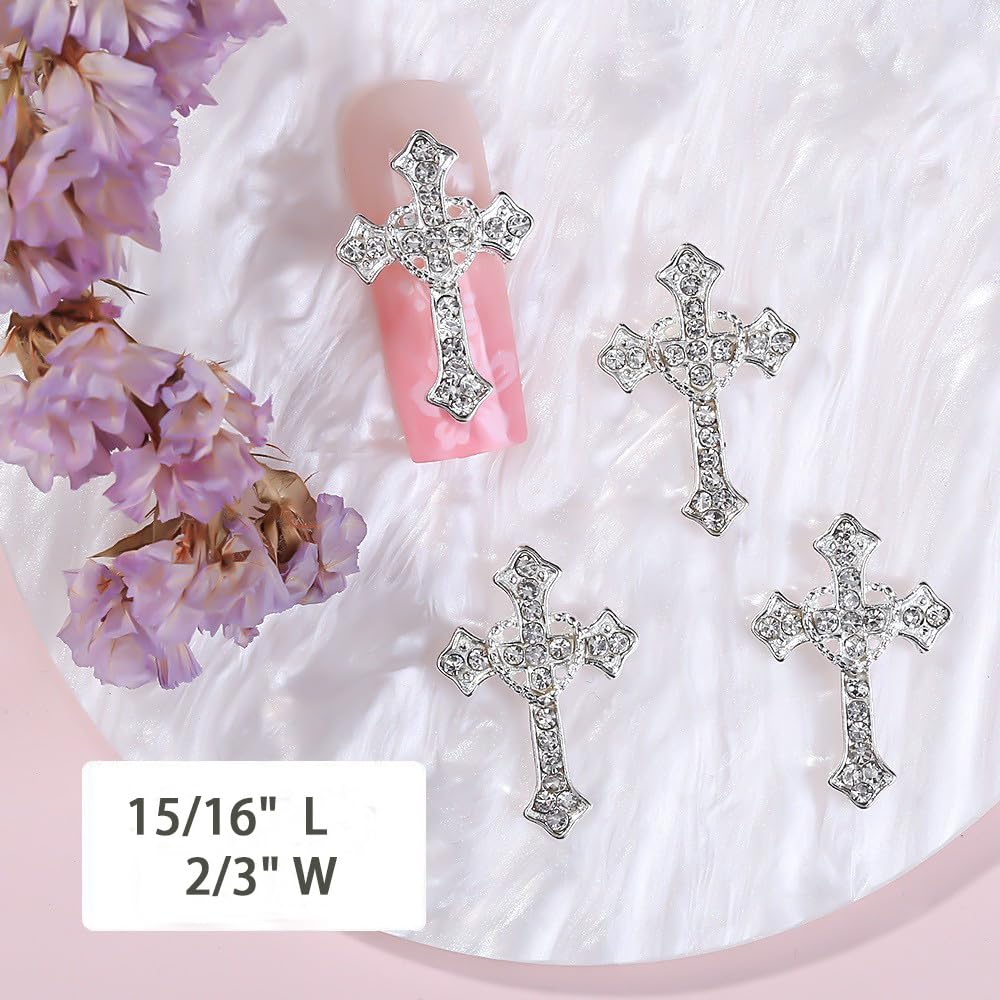 Conjunto de 10 accesorios para uñas, cristales plateados para diseños versátiles.