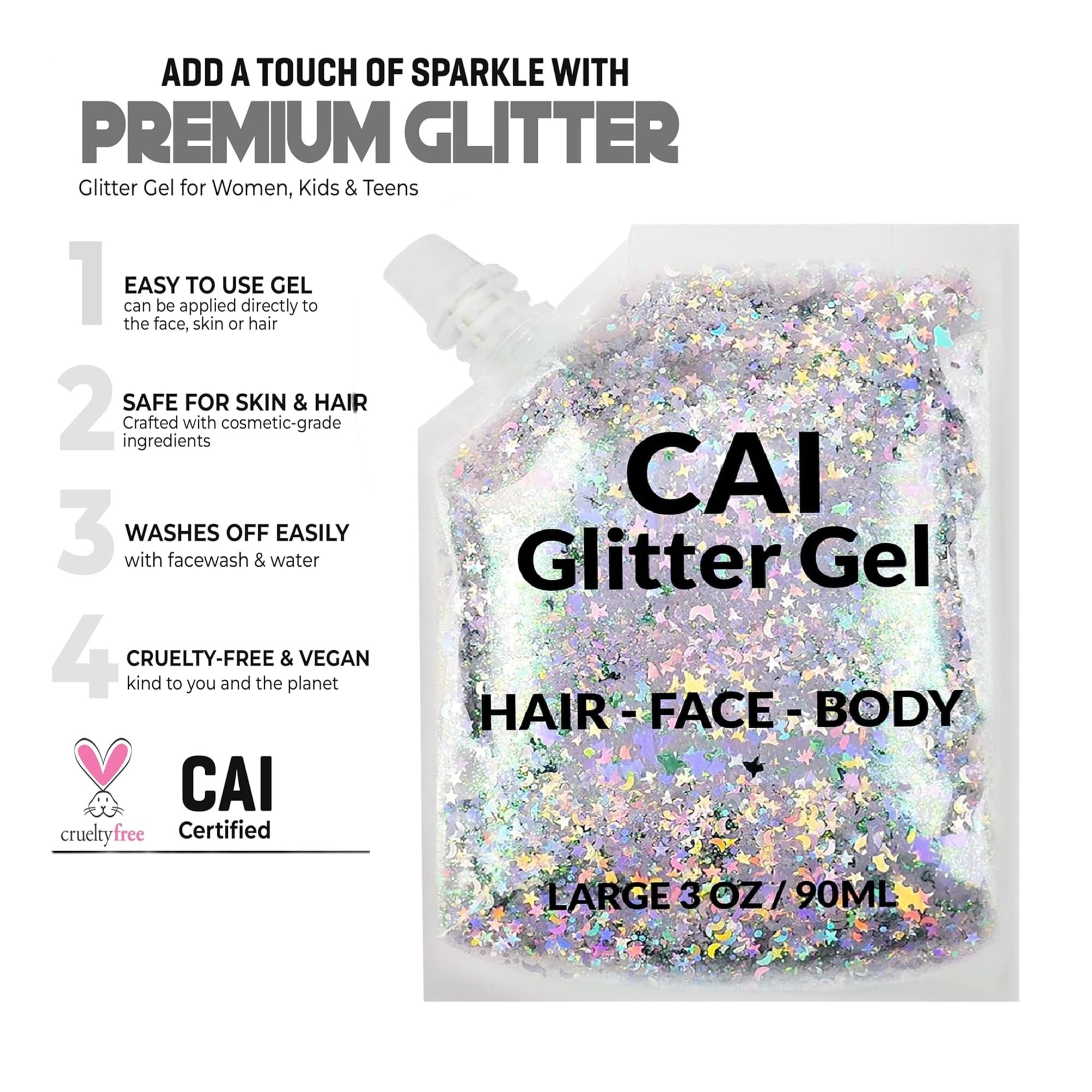 CAI BEAUTY NYC brillo para halloween y cosplay con acabado visible