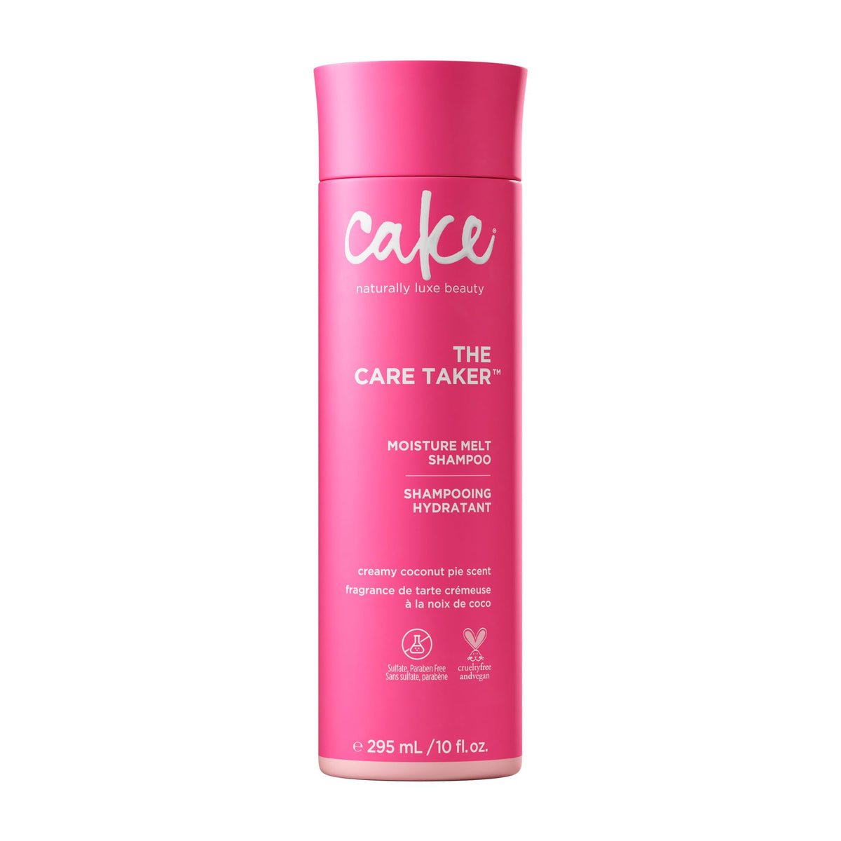 Cake Beauty Care Taker champú en botella; hidratación para cabello seco.