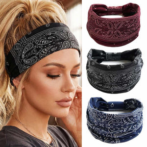 CAKURE diademas bohemias anchas con nudo, vista frontal, cómodo para todo el día.
