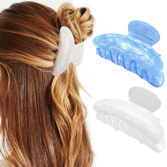 CAKURE pinzas garra acrílicas blanco azul, pack 2 para peinados diarios